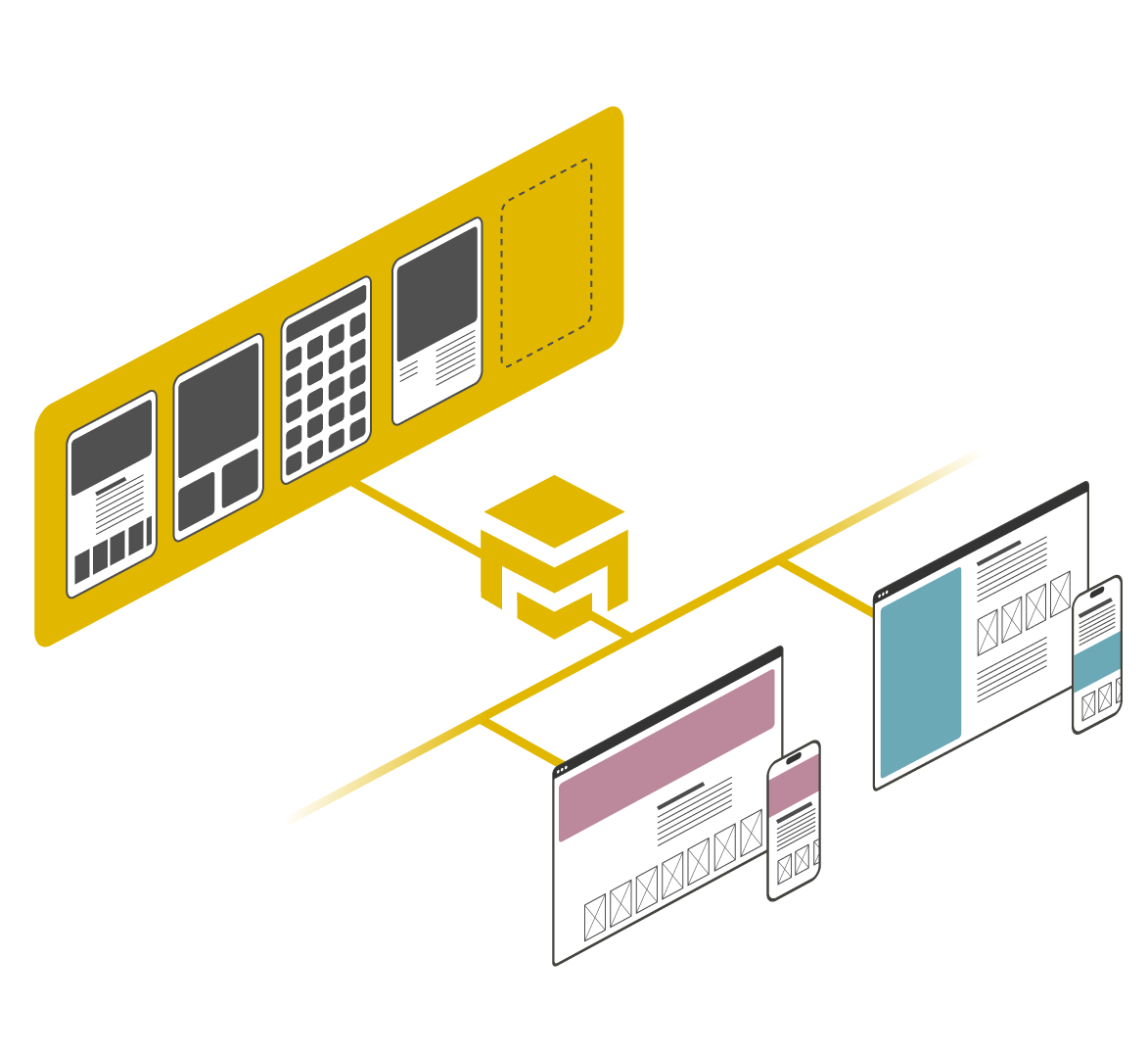 Het museumplatform heeft een gedeelde achterkant waarmee unieke websites worden gemaakt